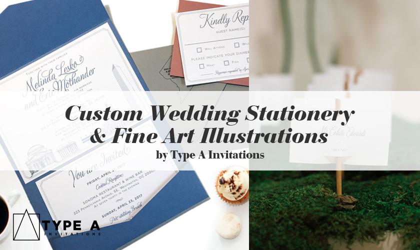 Custom Wedding Stationery And Fine Art Illustrations by Type A Invitations, LLC