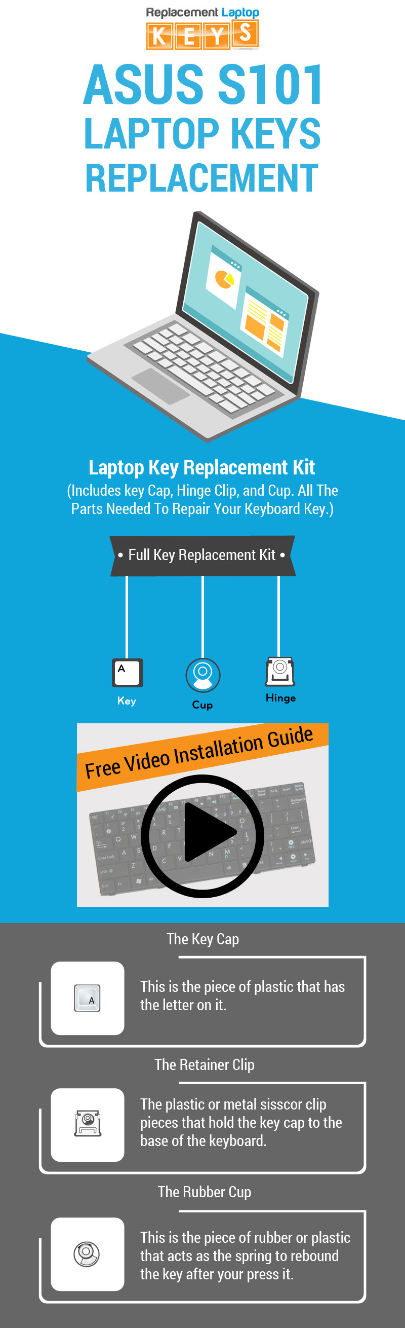Shop Asus S101 Laptop Keyboard Replacement Keys from Replacement Laptop Keys