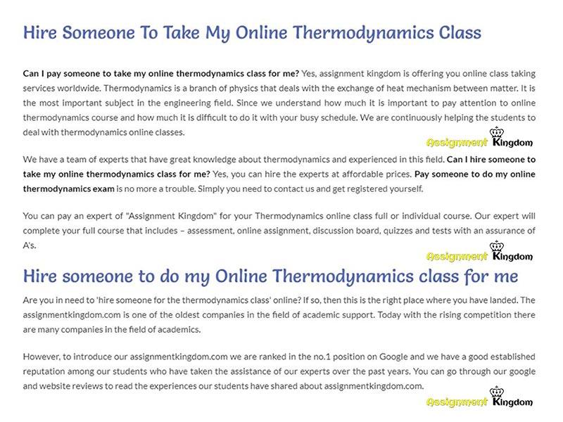 Take My Online Thermodynamics Class For Me