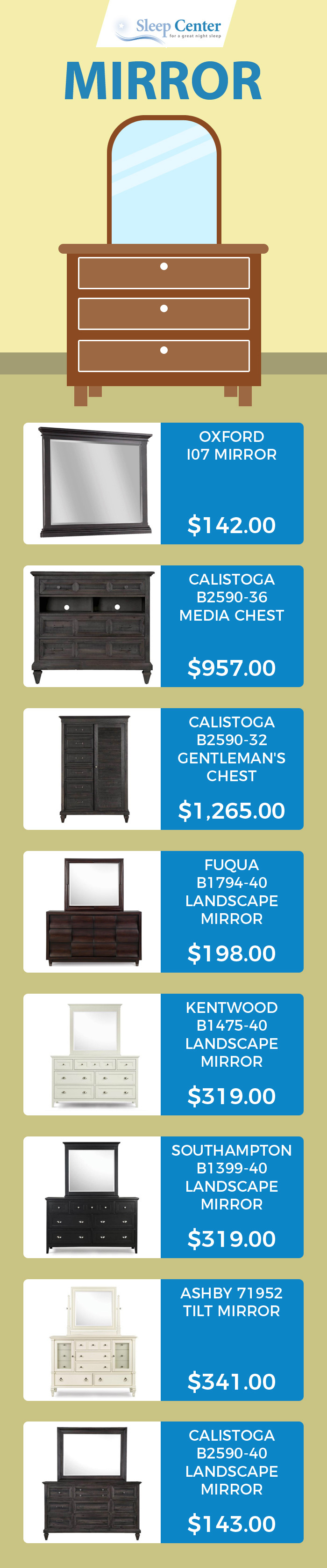 Sleep Center - A Trusted Store to Buy Bedroom Mirrors in Sacramento