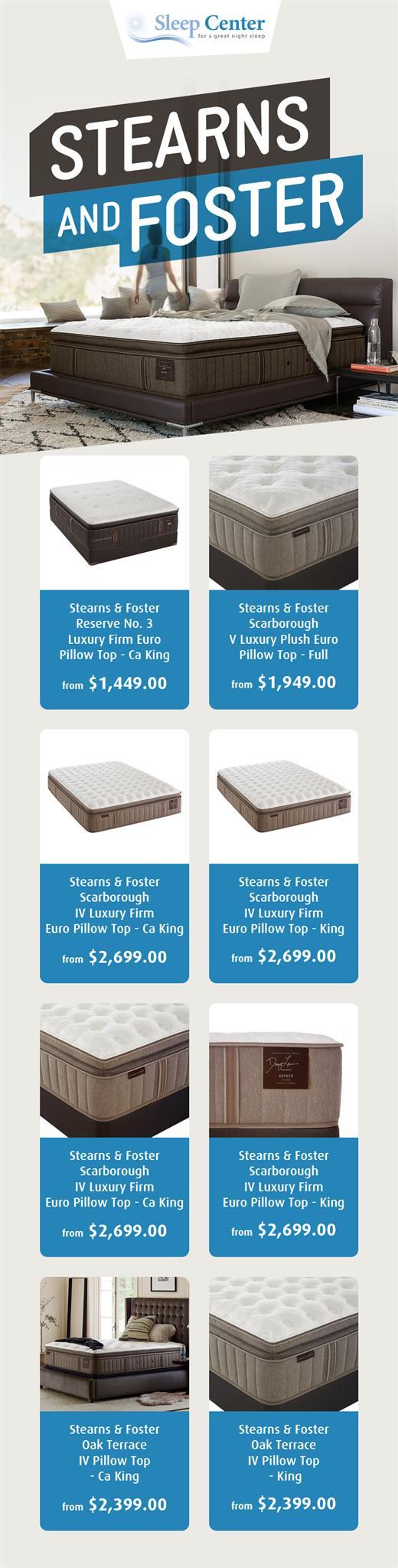 Purchase Stearns and Foster Mattresses Online from Sleep Center