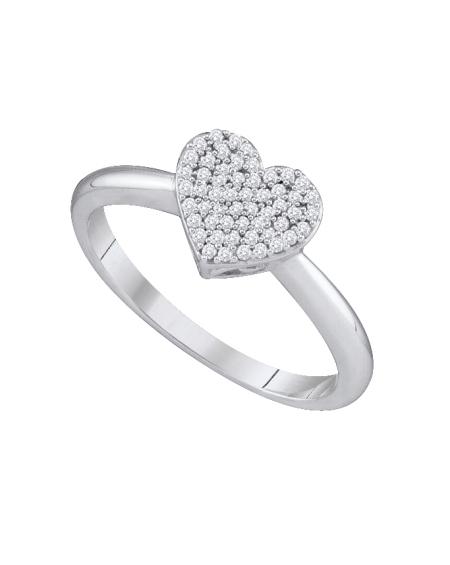Diamond Heart Love Ring In White Gold (.17ct)