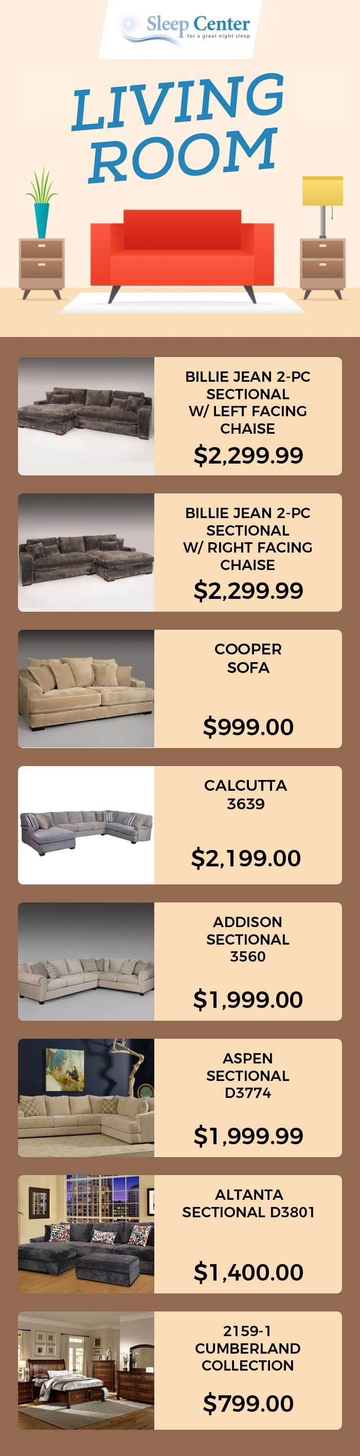 Explore Sleep Center’s Living Room Furniture to Fit your Home Decor