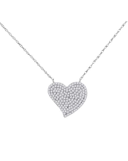 Diamond Heart Cluster Necklace In White Gold (.33ct)