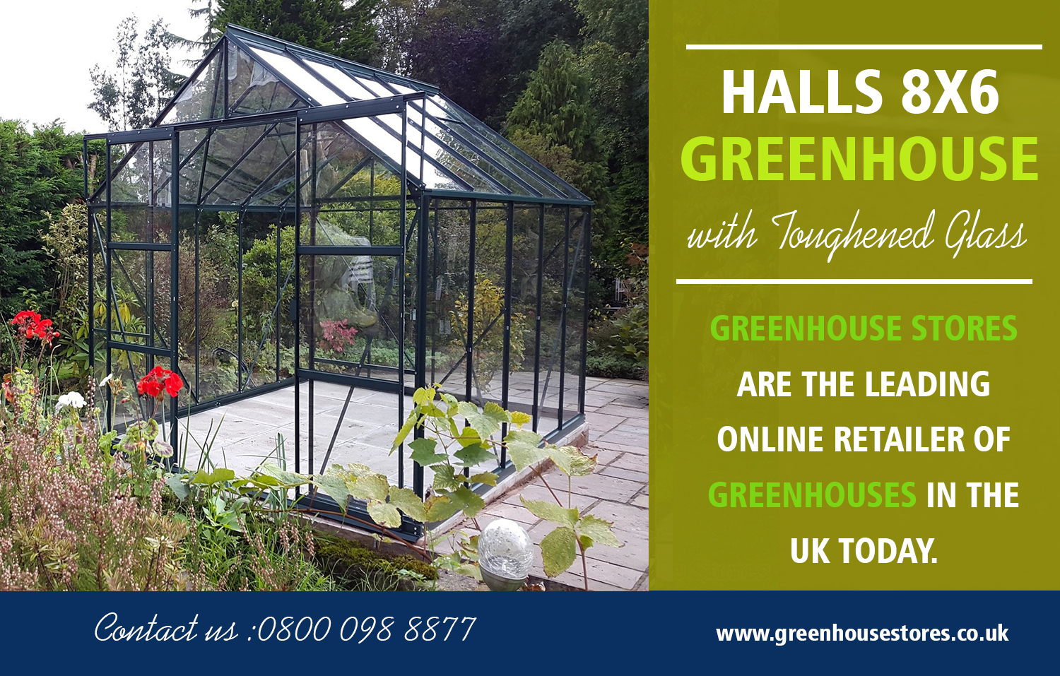 Halls 8x6 Greenhouse with Toughened Glass | 800 098 8877 | greenhousestores.co.uk