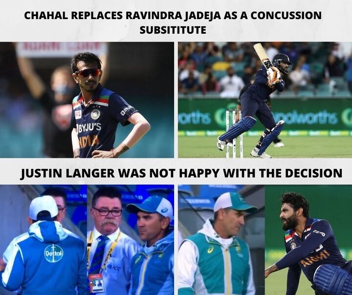 Chahal Replaces Jadeja as a Concussion Substitute