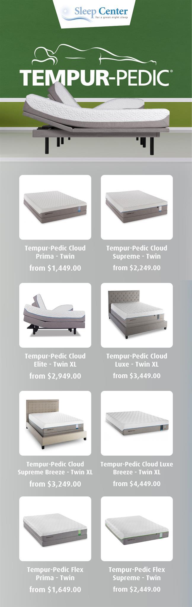 Shop Top Quality & Comfortable Tempurpedic Mattresses Online from Sleep Center