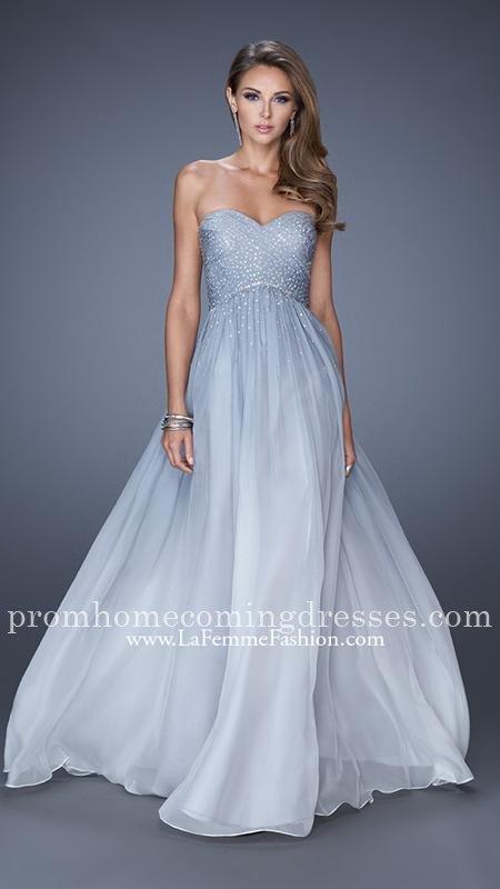 La Femme 20404 Gray Chiffon Prom Gown