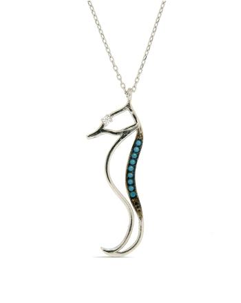 Sterling Silver Turquoise Seahorse Necklace