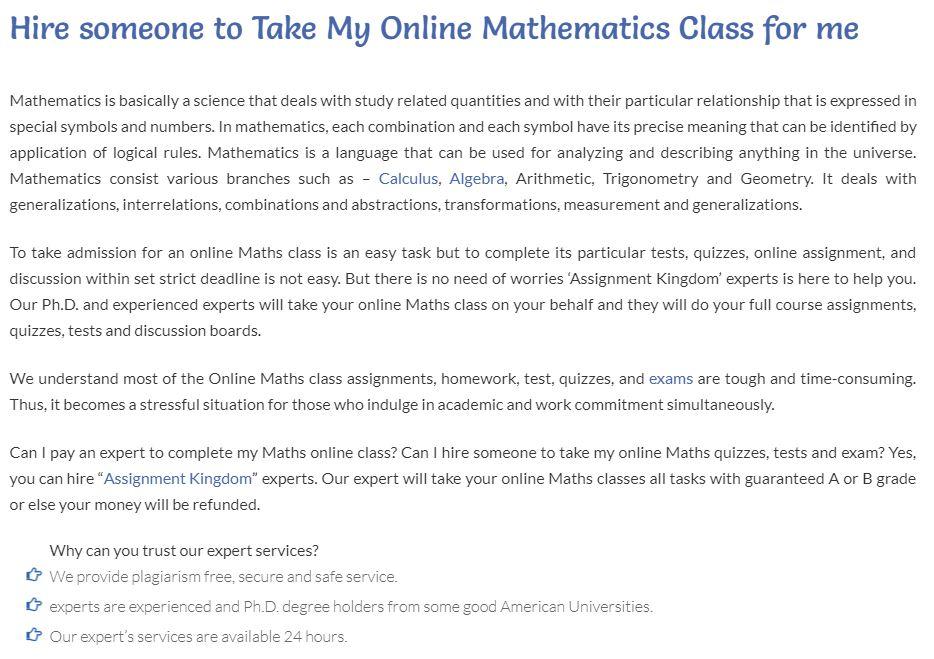 Take My Online Maths Class For Me