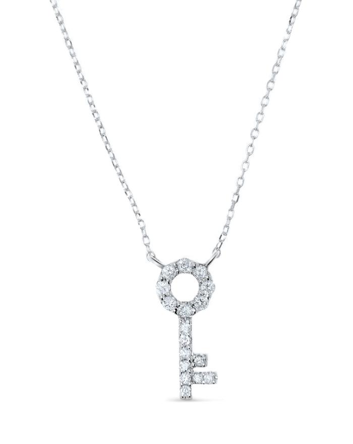 Key Necklace In 14k White Gold