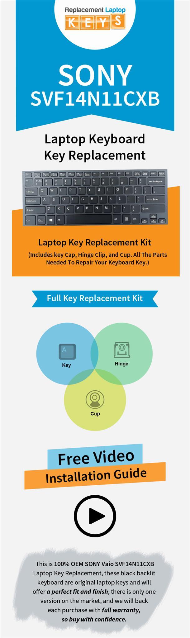 Buy Sony SVF14N11CXB Laptop Keys Online from Replacement Laptop Keys