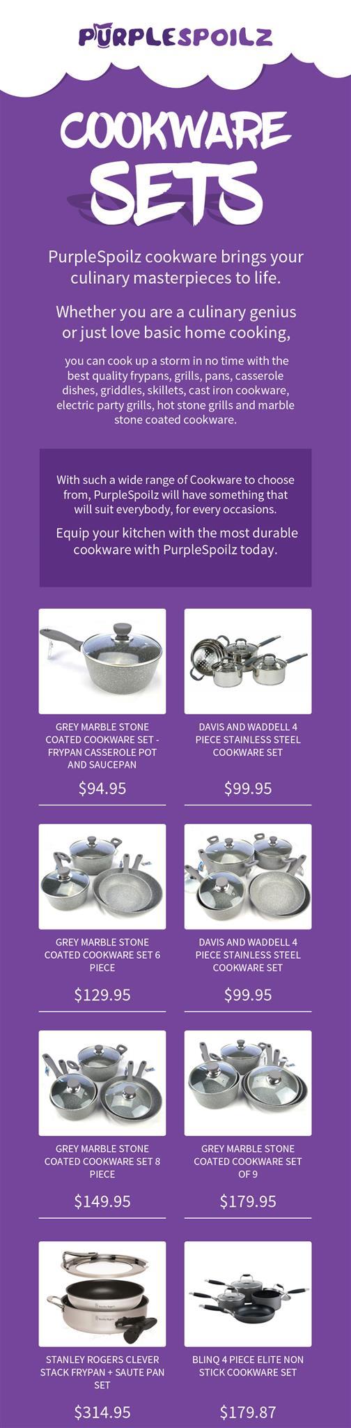 Shop Quality Cookware Sets Online from PurpleSpoilz