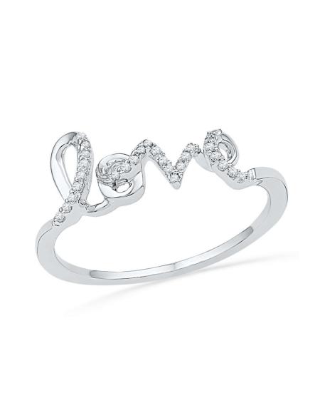 Diamond Love Band Ring In White Gold (.08ct)