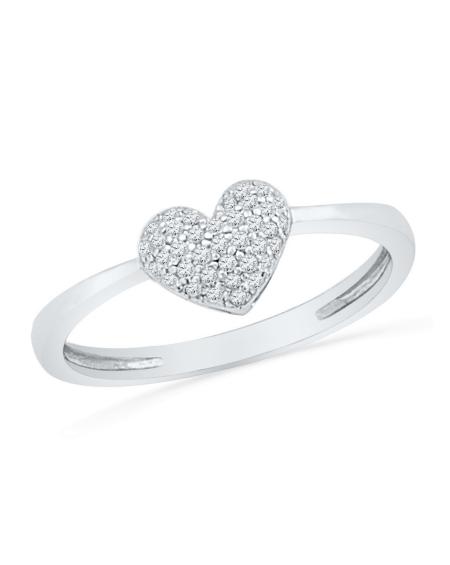 Diamond Heart Cluster Ring In White Gold (.10ct)
