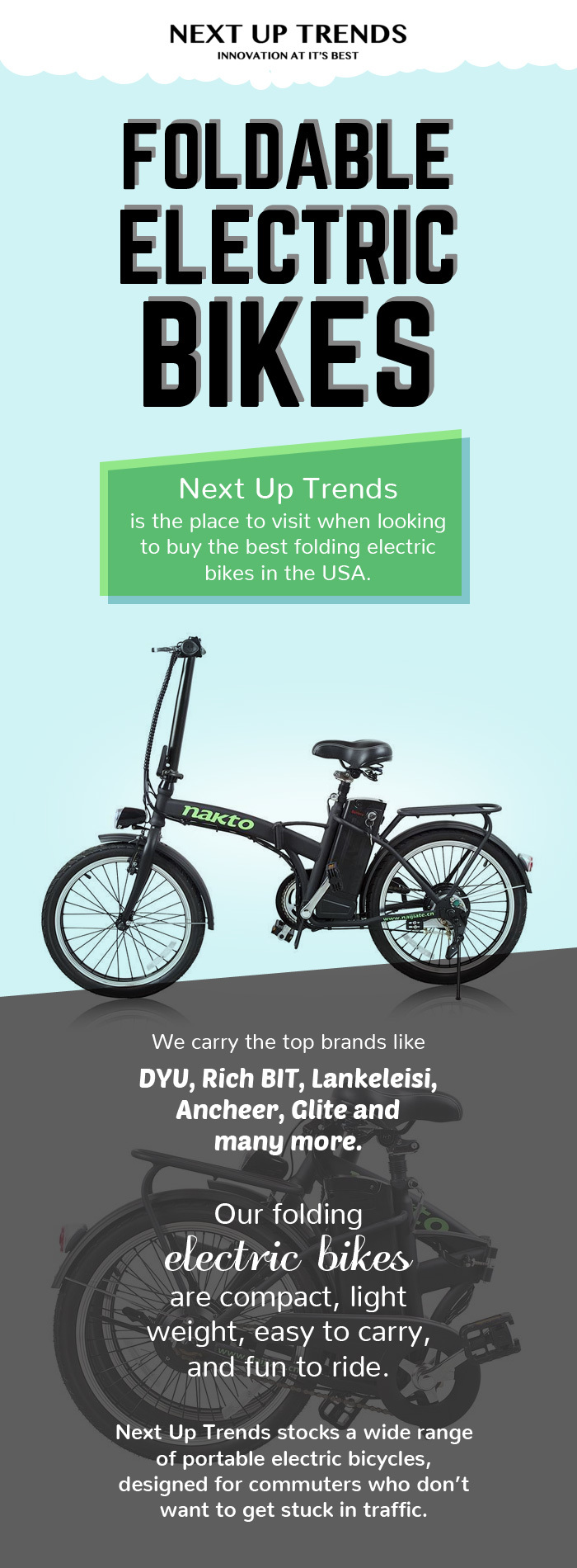 Travel in Style with Foldable Electric Bikes from Next Up Trends