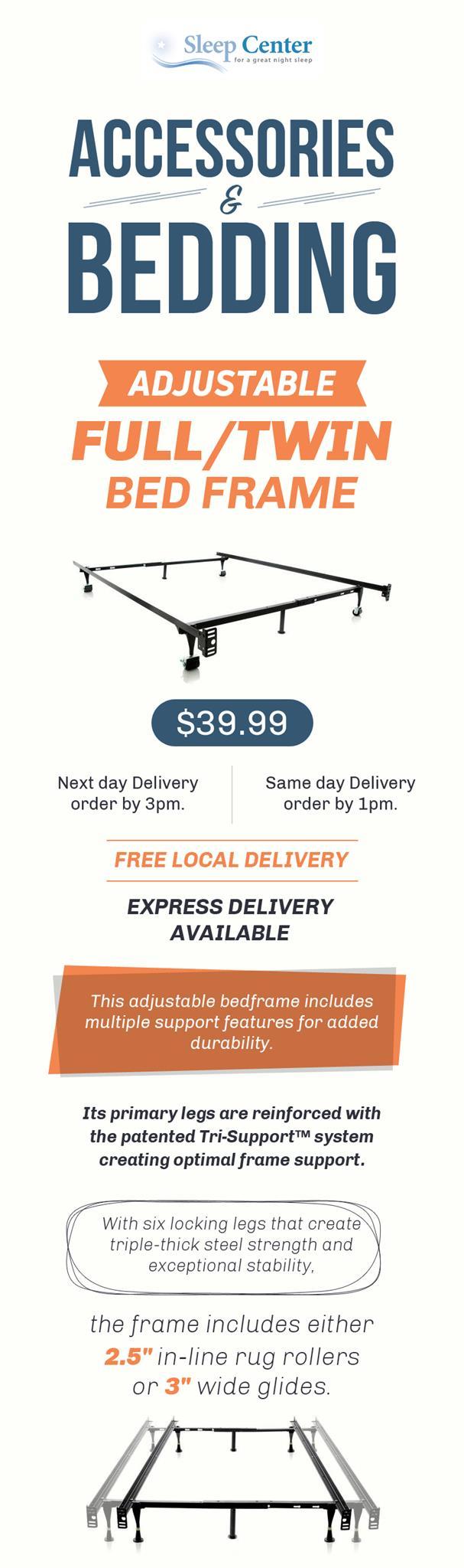 Purchase Adjustable Full/Twin Bed Frame Online from Sleep Center