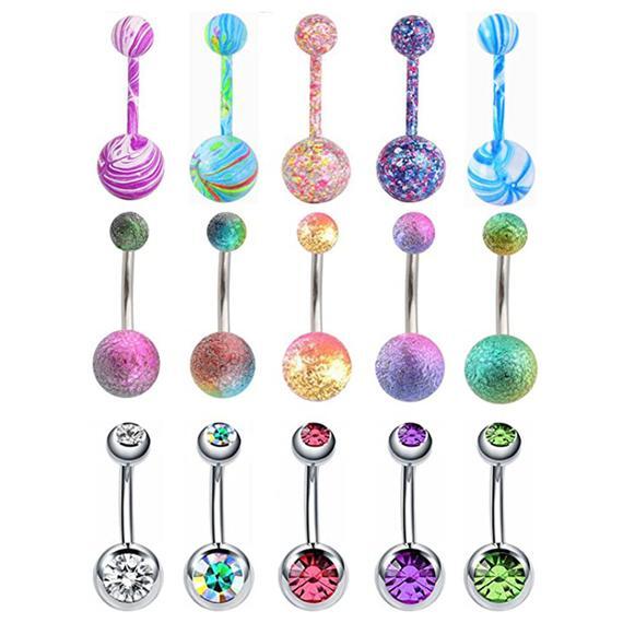 5 Rainbow Belly Button Rings 5 Piece Set Belly Rings Belly | Ets