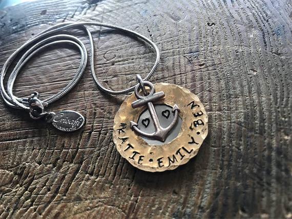 Personlaized Anchor neckace-hand stamped anchor-gift for | Etsy