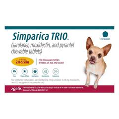 Buy Simparica TRIO for Dogs 2.8-5.5 lbs (Gold) Online