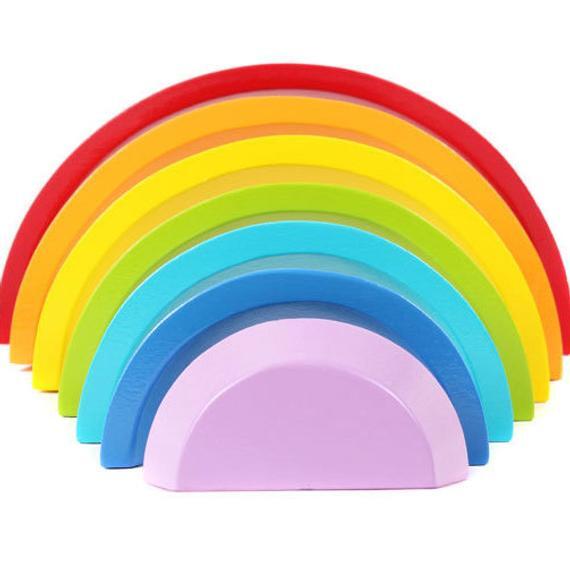 7 Rainbow Stacker Wooden Puzzle Toy Montessori Waldorf Baby | Et