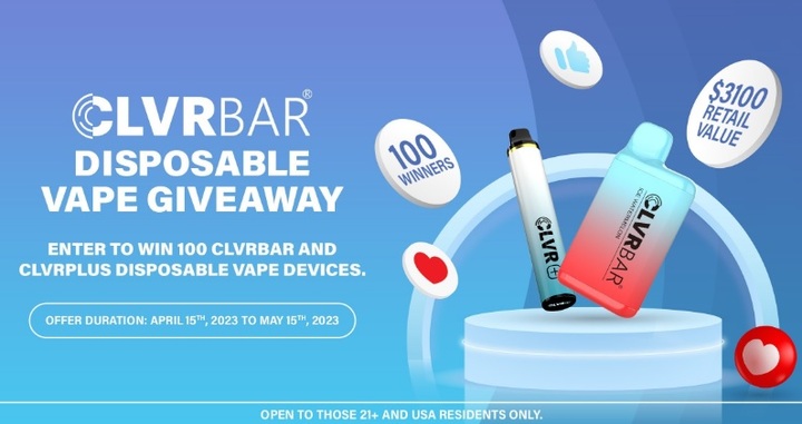 CLVRbar Vape Giveaway - Enter To Win Disposable Vape Device - gi