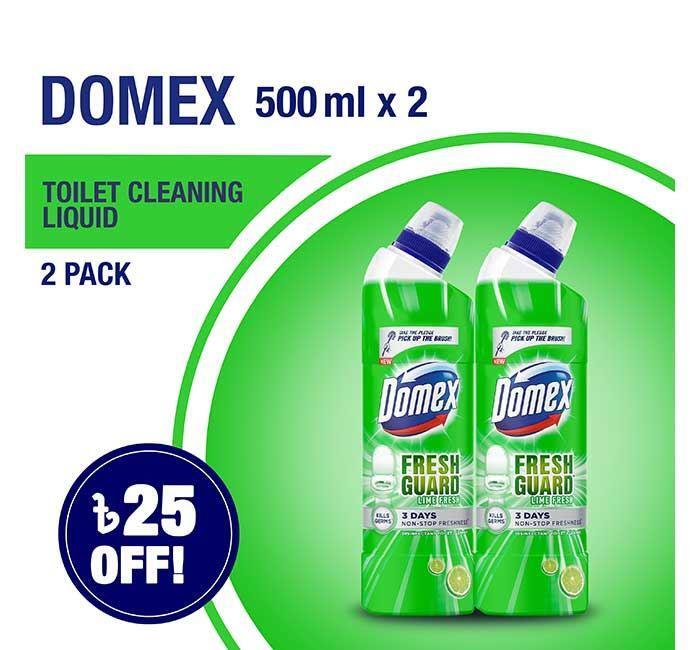 Domex Toilet Cleaning Liquid Lime Fresh 500mlX2 Multipack