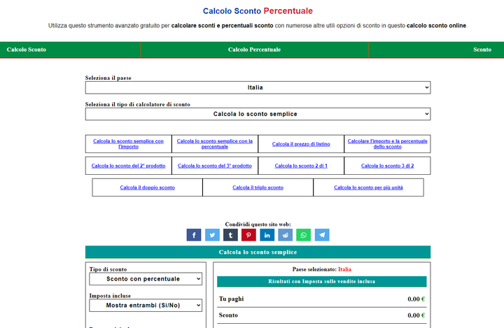 Calcolo Sconto Percentuale